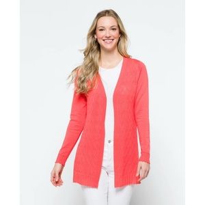 NWOT Lety & Me Patton Textured Coral Front Open Cardigan. Size Medium.